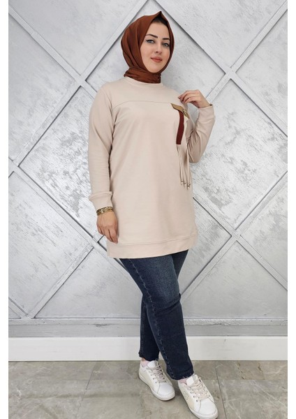 Kadın Kombin ve Bağcık Detaylı Tesettür Tunik