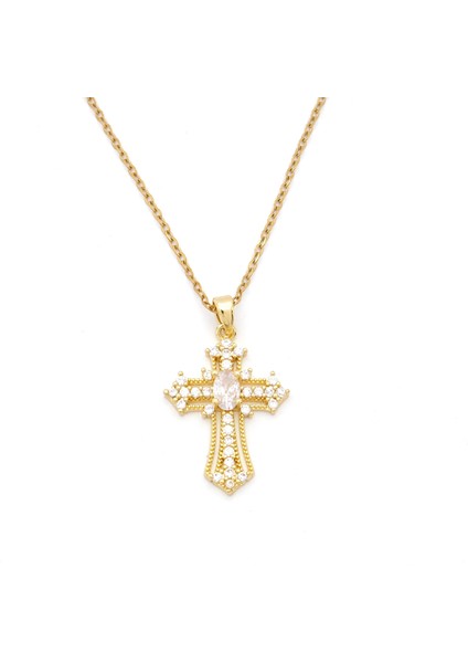 Çelik Kolye - Haç Kolye Altın Kaplama KLY-623