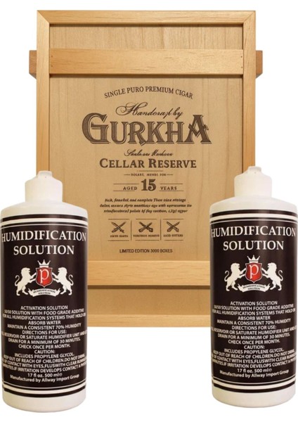 Gurkha Puro Kutusu + 2 Adet T-Bek Humidor Nemlendirici %70 Saf Su Solüsyon Seti (500 Ml)