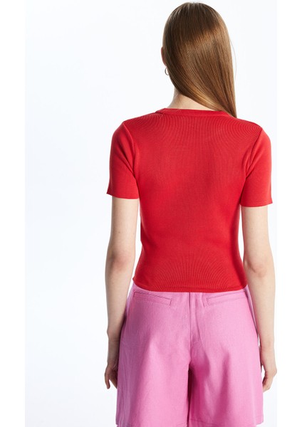 Yeni Sezon Bisiklet Yaka Düz Kısa Kollu Kadın Triko Kazak indirimleri