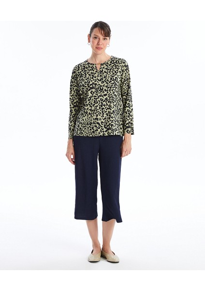 Yeni Sezon Bisiklet Yaka Leopar Desenli Kadın Bluz fiyatları
