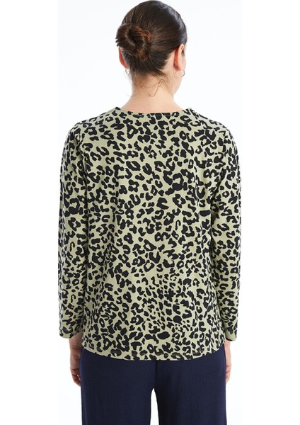 Yeni Sezon Bisiklet Yaka Leopar Desenli Kadın Bluz fırsatları