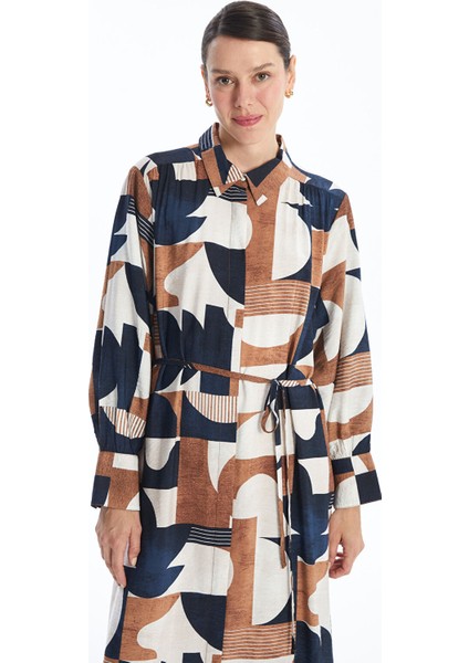 Yeni Sezon Desenli Uzun Kollu Kadın Gömlek Elbise fiyatları