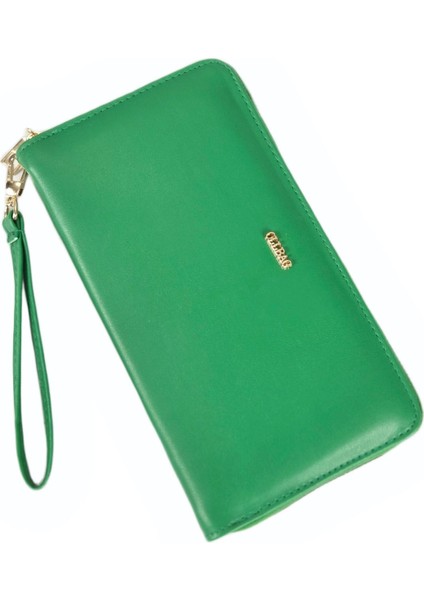 1018 Cilt Büyük Boy Cüzdan / Clutch Çanta Benetton Yeşil