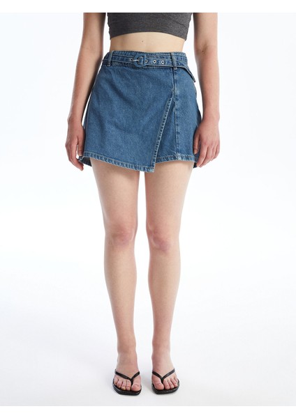 Yeni Sezon Beli Kemerli Standart Fit Kadın Jean Şort Etek fiyatları