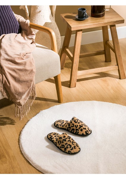 Yeni Sezon Kadın Leopar Desenli Pelüş Ev Terliği