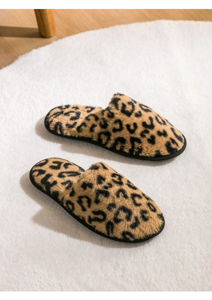 Yeni Sezon Kadın Leopar Desenli Pelüş Ev Terliği fiyatları
