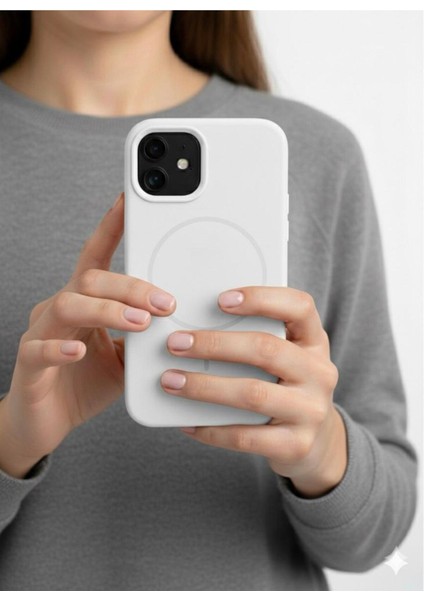 Apple Iphone 12 Silikon Kılıf Magsafe Beyaz