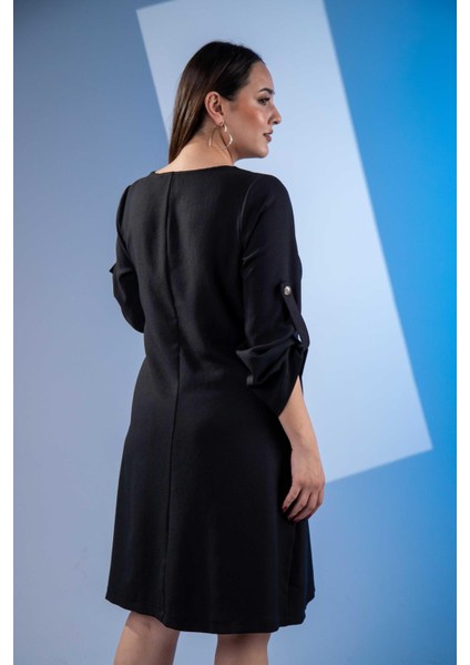 Kadın 3330447 Önü Düğmeli Siyah Elbise indirimleri