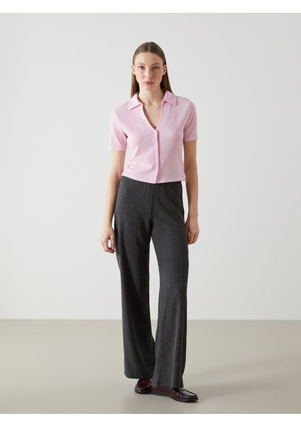 Yeni Sezon Beli Lastikli Dokulu Kadın Pantolon