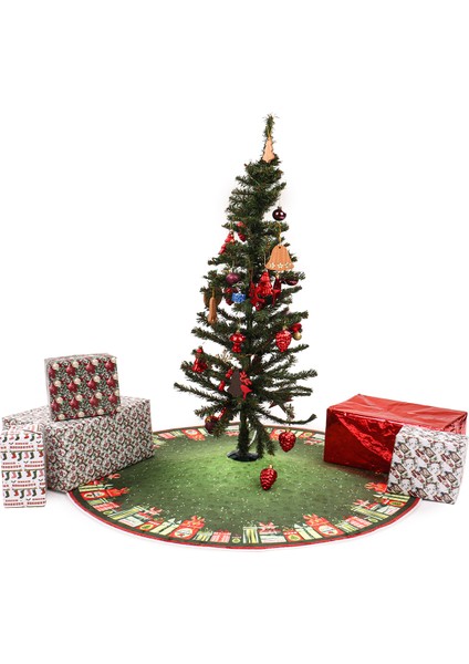 Yılbaşı Ağacı Altı Örtüsü | Yılbaşı Desenli Çam Ağacı Ayak Örtüsü Kaymaz Dot Tabanlı Halı | MIM0359 modelleri