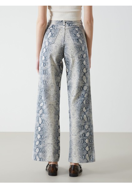 Yeni Sezon Yüksek Bel Desenli Wideleg Kadın Jean Pantolon indirimleri