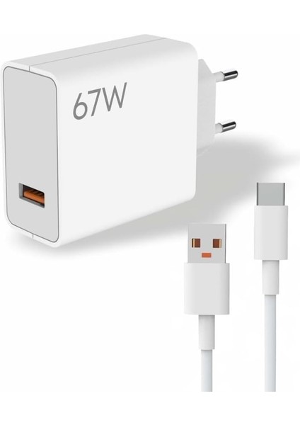 Pdateknoloji 67W Turbo Hızlı Şarj Adaptörü ve Data Kablosu Beyaz Ms-22 2ın1 (Yerli Üretim)