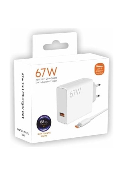 Pdateknoloji 67W Turbo Hızlı Şarj Adaptörü ve Data Kablosu Beyaz Ms-22 2ın1 (Yerli Üretim) fiyatları