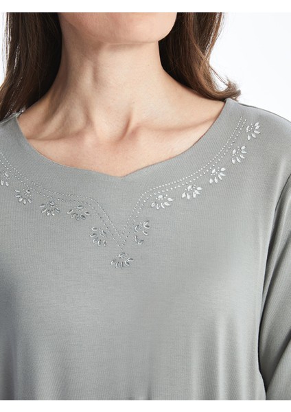 Yeni Sezon V Yaka Parlak Taşlı Kadın Bluz modelleri