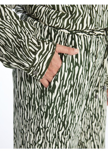 Yeni Sezon Beli Lastikli Desenli Kadın Pantolon modelleri