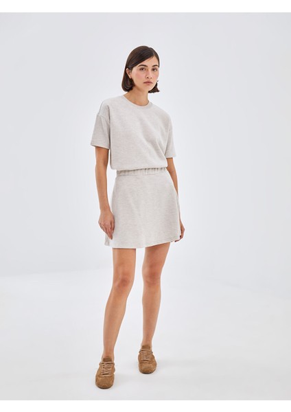 Yeni Sezon Kadın Beli Lastikli Düz Triko Etek
