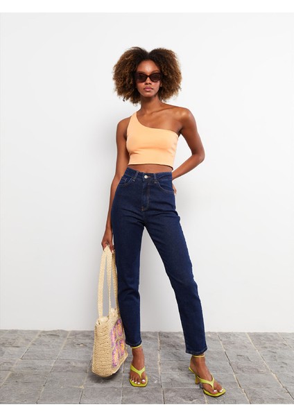 Yeni Sezon Slim Fit Düz Cep Detaylı Kadın Jean Pantolon