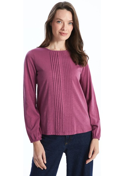 Yeni Sezon Bisiklet Yaka Dokulu Kadın Bluz