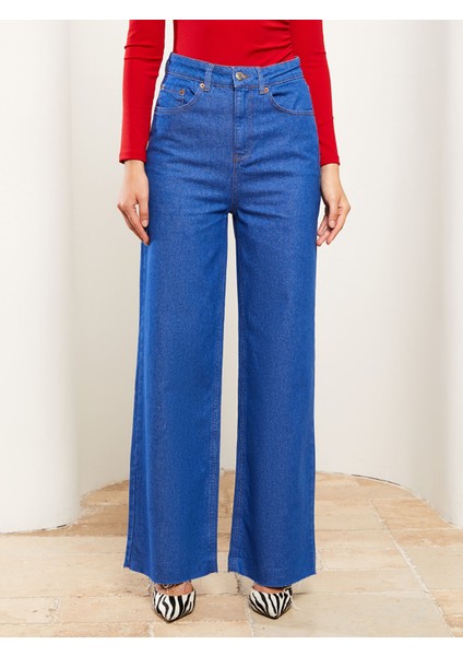 Yeni Sezon Kadın Yüksek Bel Wideleg Düz Jean Pantolon modelleri