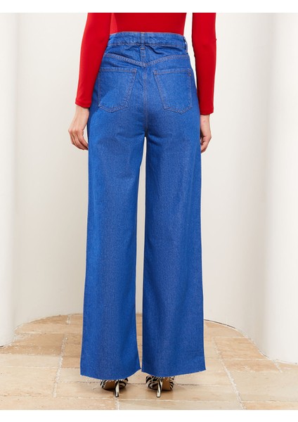 Yeni Sezon Kadın Yüksek Bel Wideleg Düz Jean Pantolon fırsatları