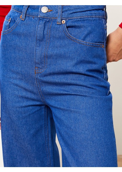 Yeni Sezon Kadın Yüksek Bel Wideleg Düz Jean Pantolon indirimleri