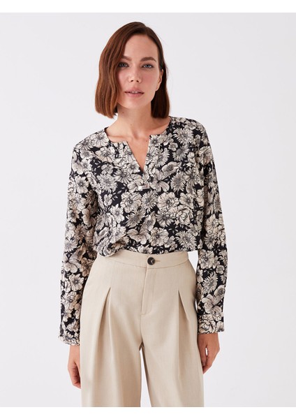Yeni Sezon Kaçık Yaka Çiçekli Uzun Kollu Kadın Bluz fiyatları