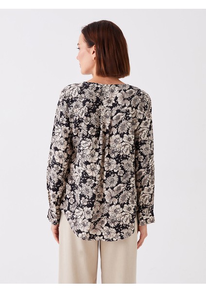 Yeni Sezon Kaçık Yaka Çiçekli Uzun Kollu Kadın Bluz indirimleri