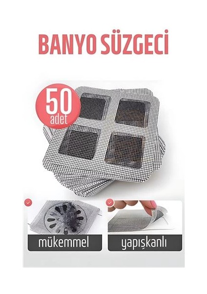 Bfs Banyo Gider Süzgeci 50 Adet Yapışkanlı Filtre, 10X10 cm