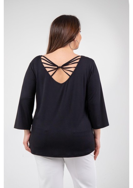 Kadın 1112039 Sırt Detaylı Siyah Bluz
