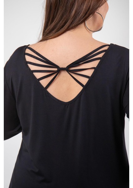 Kadın 1112039 Sırt Detaylı Siyah Bluz