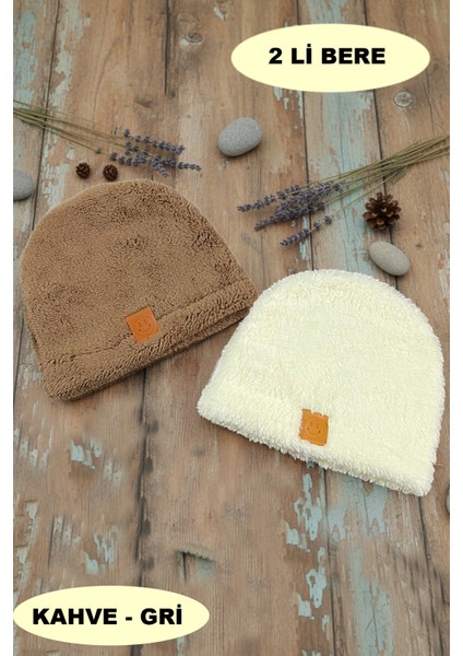 2li Paket Peluş Welsoft Yumuşak Bere Gülen Yüz Etiketli Yeni Doğan Bebek Çocuk Bere