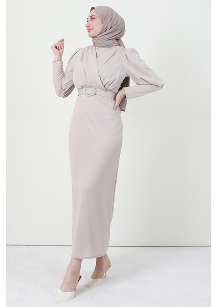 Yakası Çapraz Elbise Taş fırsatları