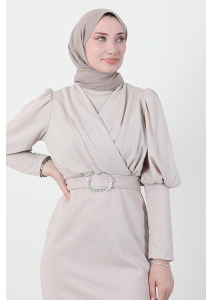 Yakası Çapraz Elbise Taş indirimleri