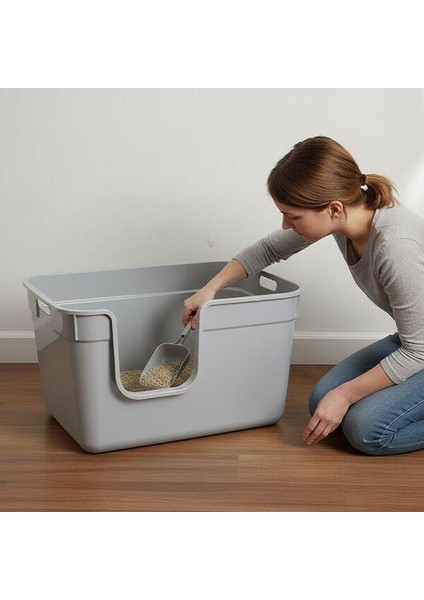 Tanos Yarı Açık Kedi Tuvaleti 54X40X32 - Gri fırsatları