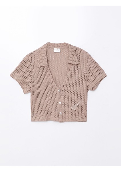 Yeni Sezon Polo Yaka Ajurlu Kısa Kollu Kadın Plaj Bluz indirimleri