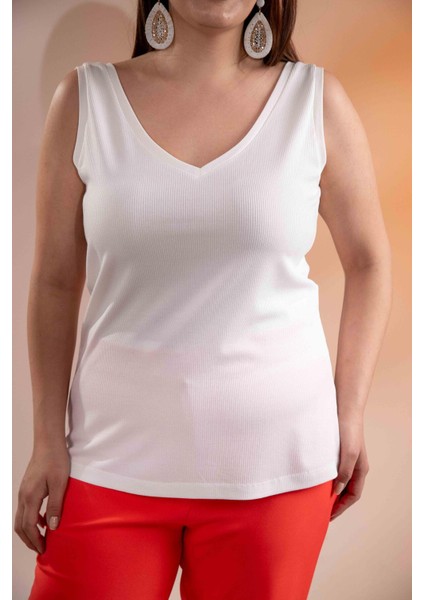 Kadın 1222564 Kalın Askılı Beyaz Bluz