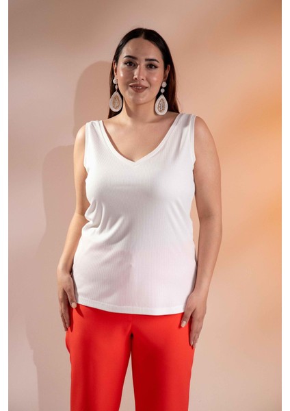 Kadın 1222564 Kalın Askılı Beyaz Bluz