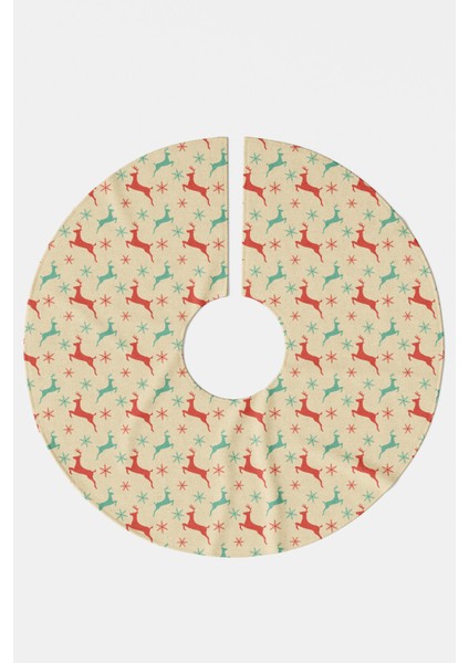 Yeşil Kırmızı Geyik Desenli Yılbaşı Çam Ağacı Örtüsü modelleri