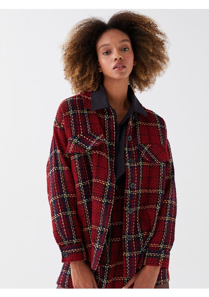 Yeni Sezon Önden Düğme Kapamalı Ekose Uzun Kollu Kadın Gömlek modelleri