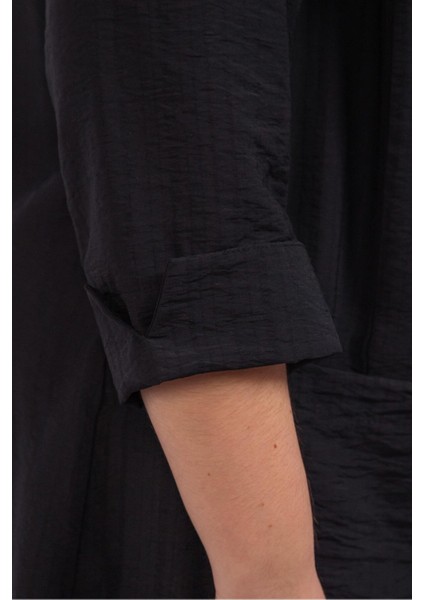 Kadın Büyük Beden Cepli Siyah Ceket