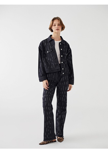 Yeni Sezon Gömlek Yaka Parlak Taşlı Kadın Jean Ceket fiyatları