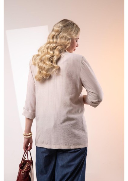 Kadın Büyük Beden Cepli Bej Ceket indirimleri