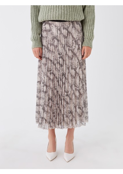 Yeni Sezon Beli Lastikli Desenli Kadın Şifon Etek modelleri