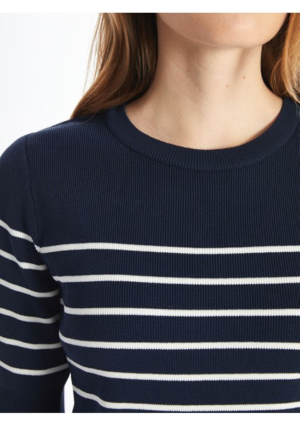 Yeni Sezon Bisiklet Yaka Çizgili Kısa Kollu Kadın Triko Kazak modelleri