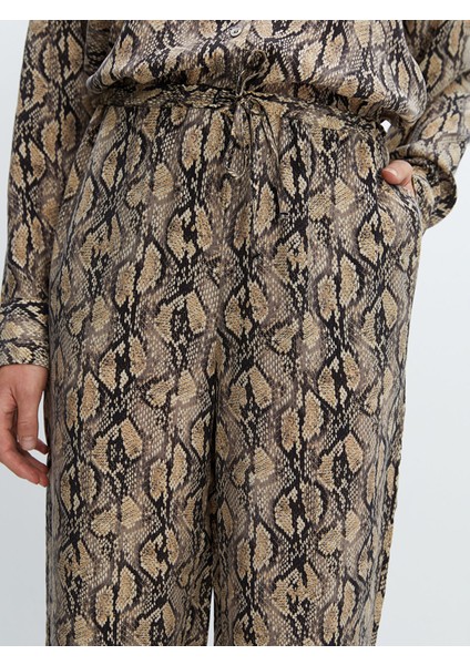 Yeni Sezon Beli Lastikli Yılan Derisi Desenli Kadın Pantolon modelleri