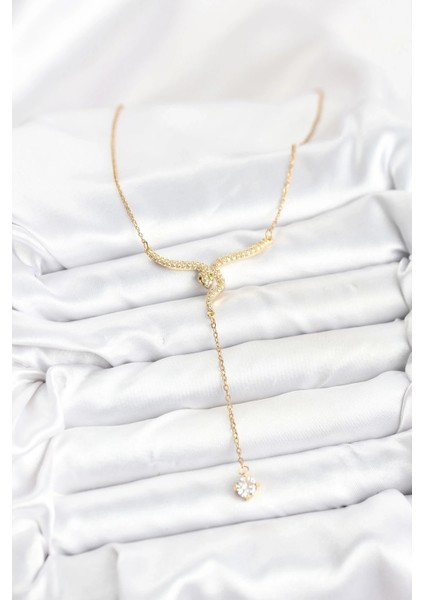 316L Çelik Zincir Gold Renk Yılan Model Y Kolye fiyatları