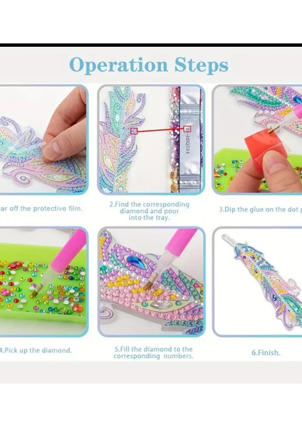 5 D Elmas Boyama Kendin Yap Kitap Ayracı 6 Lı Set modelleri