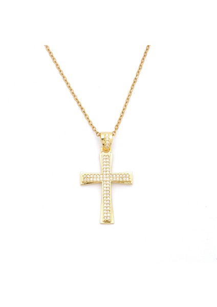 Çelik Kolye Kadın Altın Kaplama Haç Model KLY-630