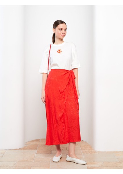 Yeni Sezon Beli Fermuarlı Desenli Saten Kadın Etek fiyatları